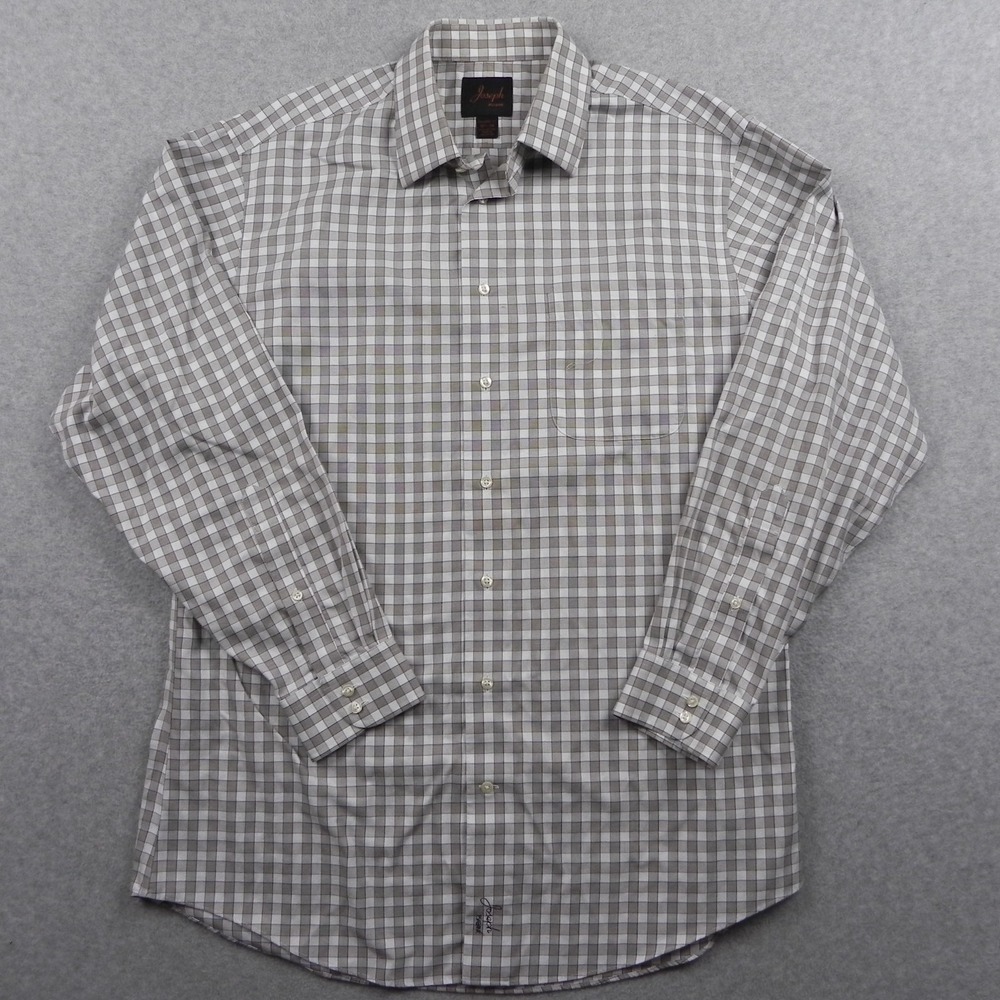 Jos A Bank Shirt Mens 16.5-34 Tailored Fit Joseph Button‎ Up Plaid Long Sleeve